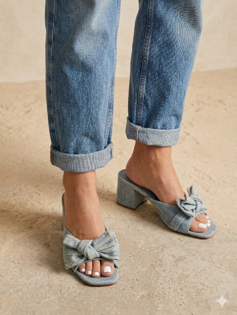 Steve Madden Jovie Block Heel Mule Sandal Slides Denim Size 11 NEW